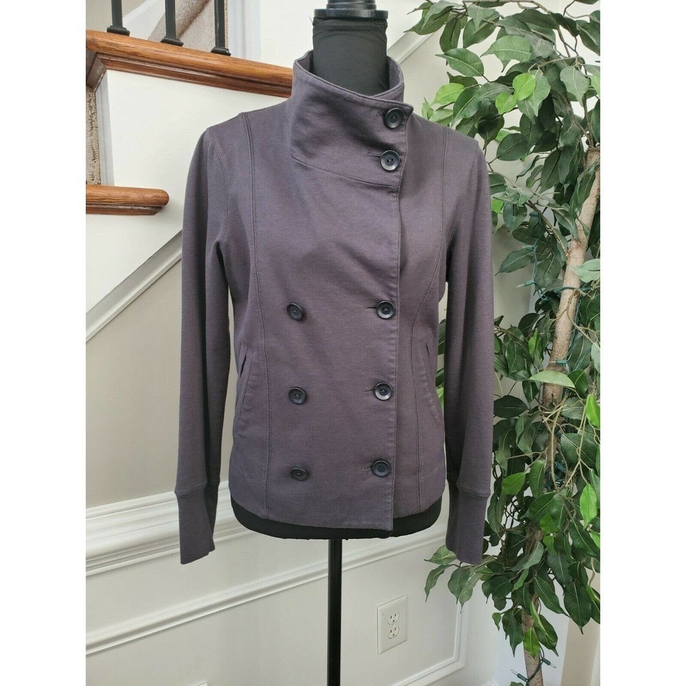 Calvin Klein Women Gray Cotton & Nylon Long Sleeve Collared Casual Jacket